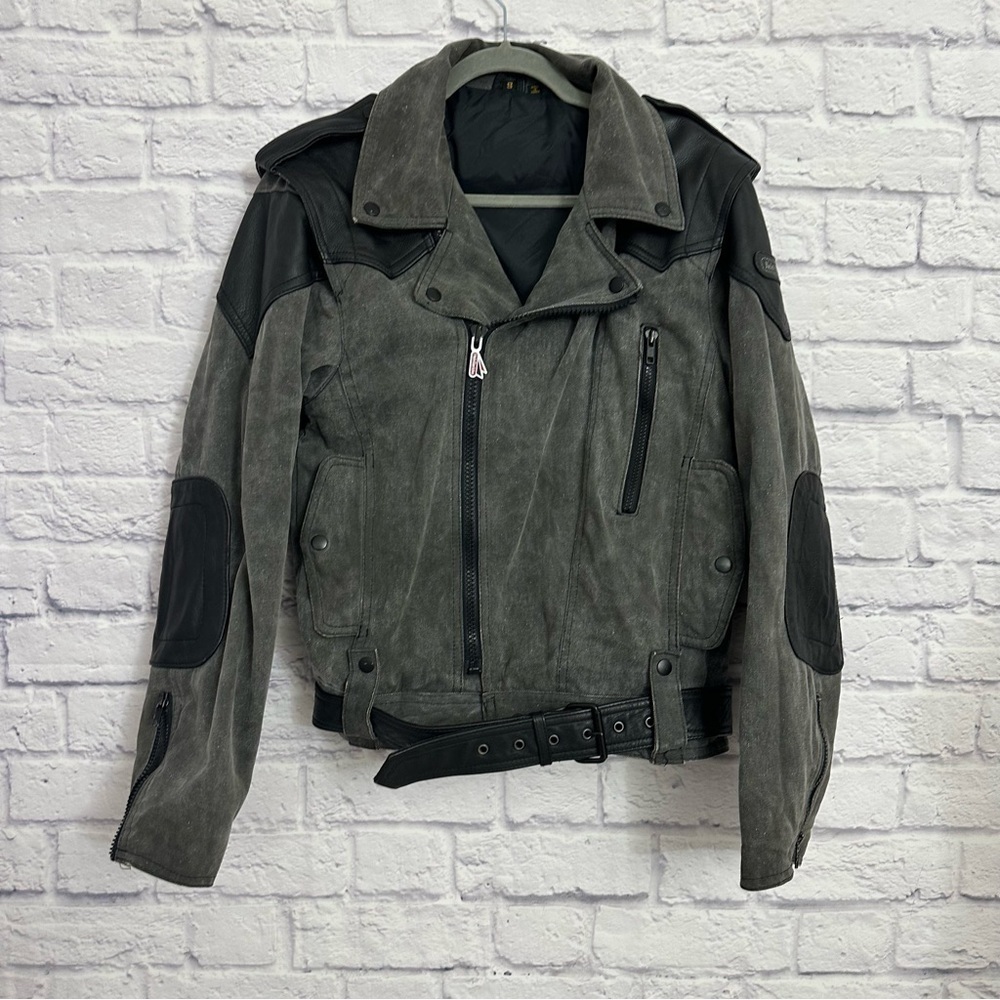 Hein Gerick Motorcycle Jacket 100% Cotton with Genuine Leather Trim Shell men’s - Picture 3 of 14